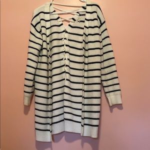 Max Studio Striped Long Cardigan